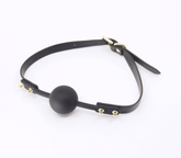 Love In Leather Studded Gag With Silicone Ball Bondage Gags and Bits